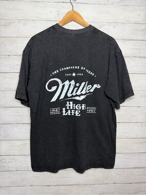 Miller High Life T-Shirt Acid Wash Gray XL